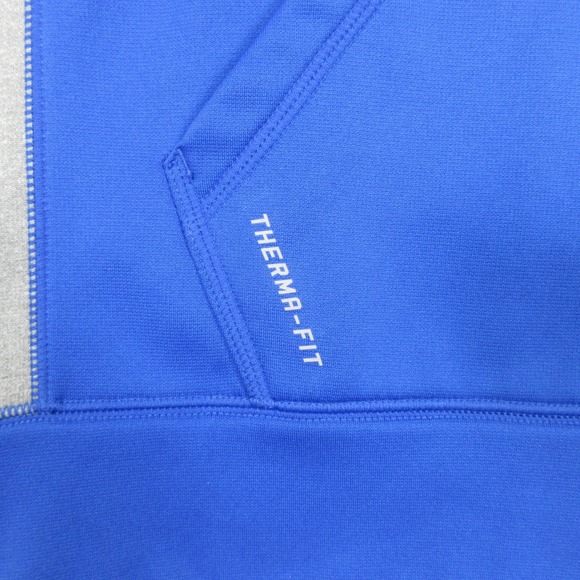 Nike Sweater Mens Large Blue Thermafit Fleece Swoosh Pullover Hoodie Sweatshirt - Picture 3 of 8